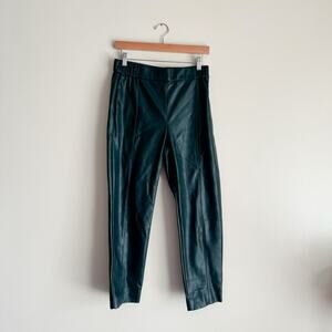 Ann Taylor Dark Green Faux Leather Pull On Pants - Small